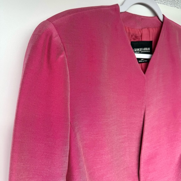 Giorgio Armani Vintage Pink Open Blazer Cotton Silk Blends Size 14 - Picture 2 of 11